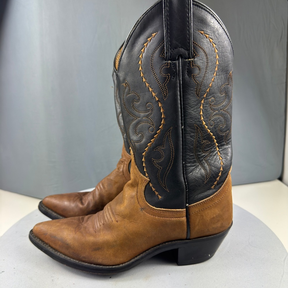 Justin L4956 Womens Size 5.5 B Cowboy Boots Leather Two Tone Brown Black Western